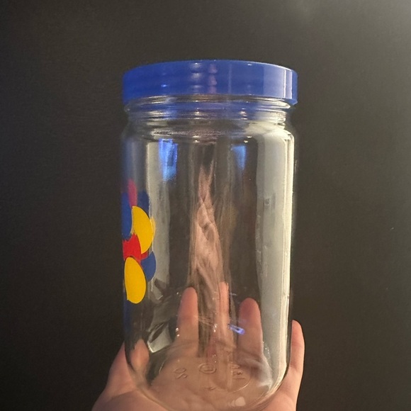 Vintage Brockway Glass - painted balloons jar w/ blue screw top lid - Picture 2 of 3